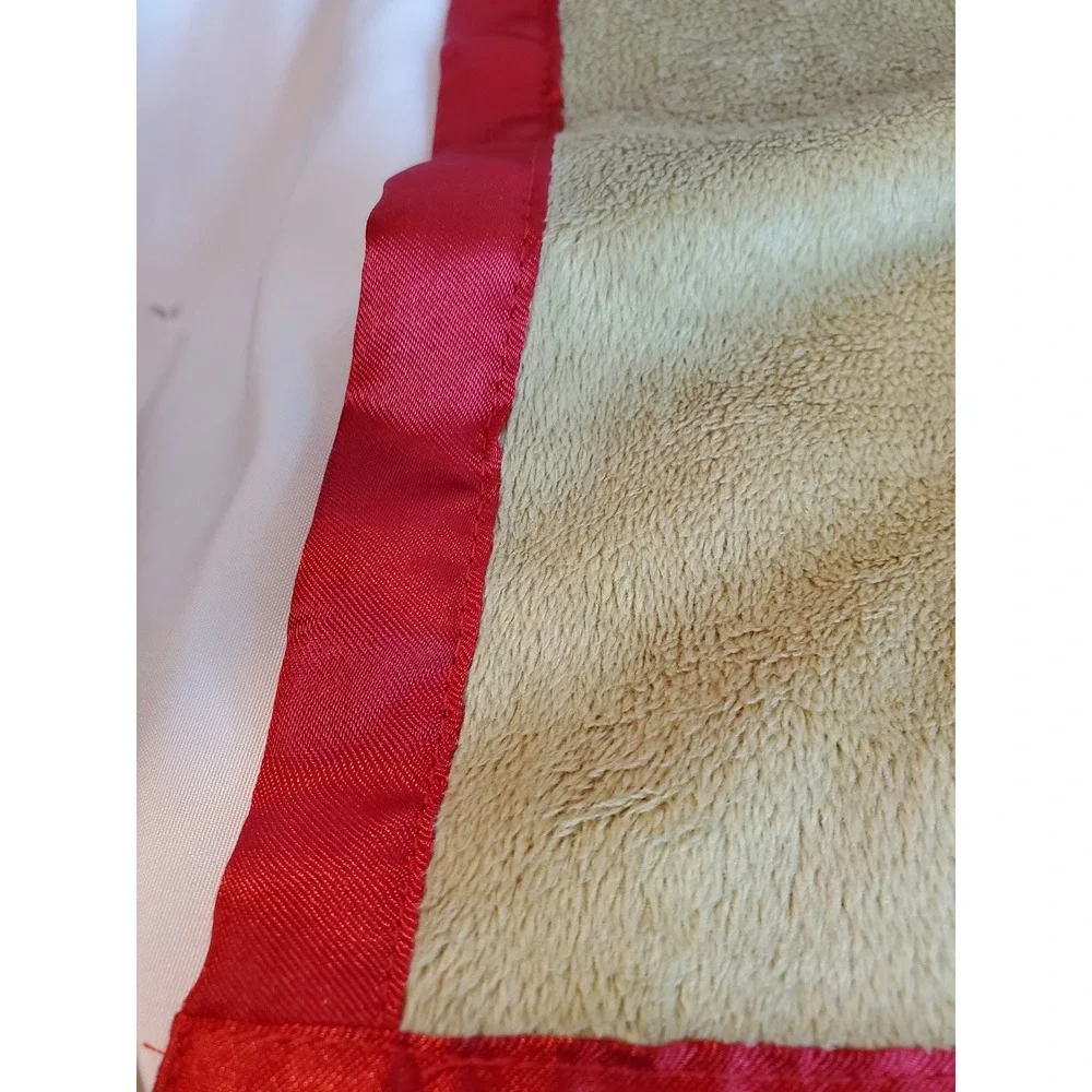 Baby Reindeer Security Blanket Lovey First Christmas Embroidered Plush Red Satin